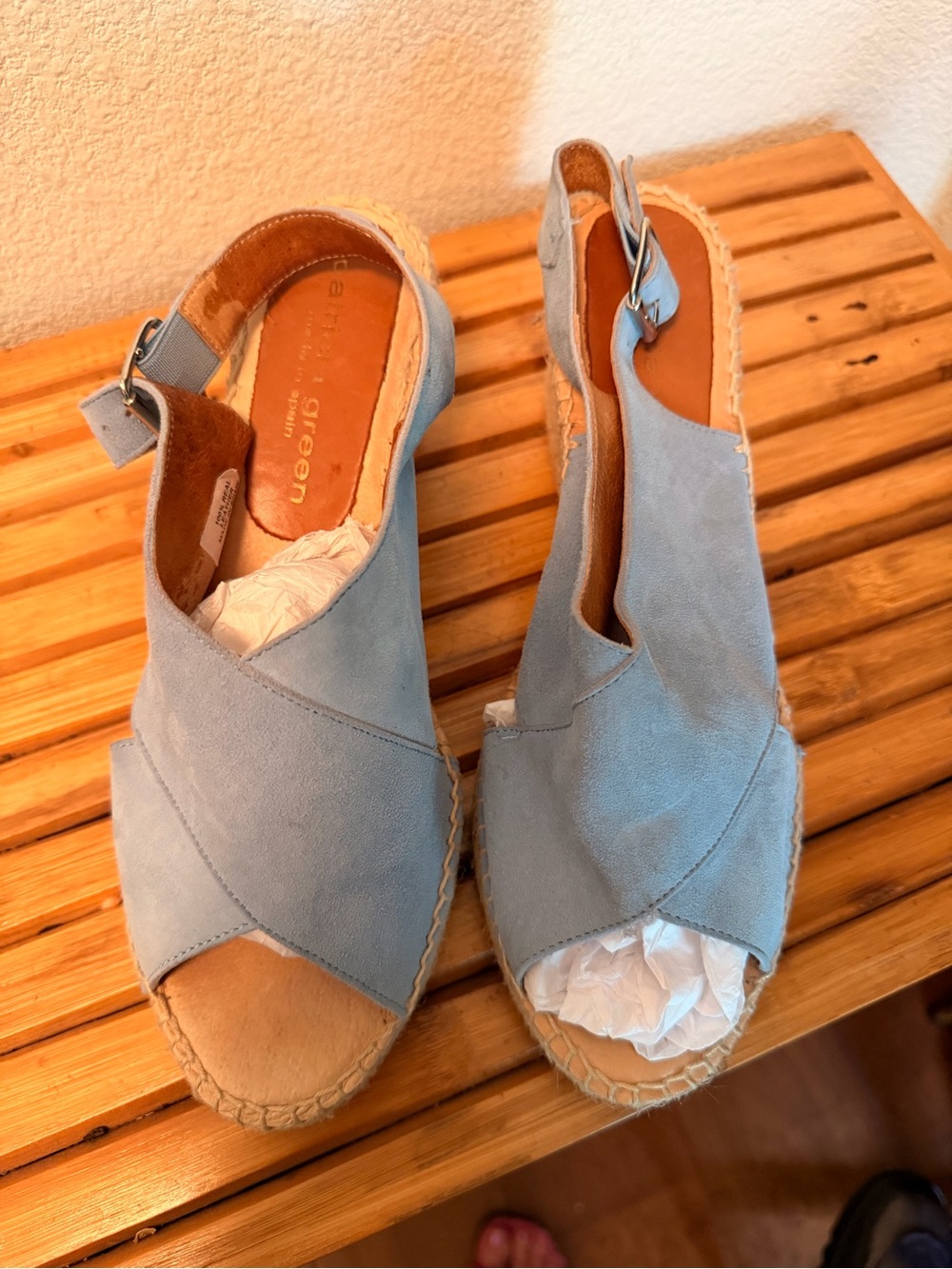 Light blue suede sandals